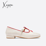 Xajzpa - Women Retro Heart Color Matching Mary Janes White / Eu 35 | Us 5