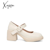 Xajzpa - Women Retro Style Chunky Heeled Mary Jane Shoes