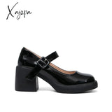 Xajzpa - Women Retro Style Chunky Heeled Mary Jane Shoes