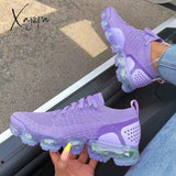 Xajzpa - Women Round Toe All Season Air Cushion Sneakers Purple / 5