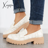 Xajzpa - Women Round Toe Platform Vintage Loafers Beige / 5