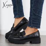 Xajzpa - Women Round Toe Platform Vintage Loafers Black / 5