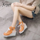 Xajzpa - Women Sandals 2023 New Lady Platform Wedges Zipper Comfortable Woman’s Canvas Sandal