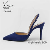 Xajzpa - Women Sandals High Heels Summer Brand Woman Pumps Thin Party Shoes Pointed Toe Slip On