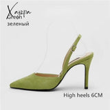 Xajzpa - Women Sandals High Heels Summer Brand Woman Pumps Thin Party Shoes Pointed Toe Slip On