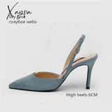 Xajzpa - Women Sandals High Heels Summer Brand Woman Pumps Thin Party Shoes Pointed Toe Slip On