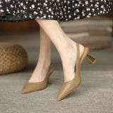 Xajzpa - Women Sandals Summer Solid Pointed Toe Thin Heel Ankle Straps Retro Lady Pumps Fashion