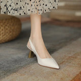 Xajzpa - Women Sandals Summer Solid Pointed Toe Thin Heel Ankle Straps Retro Lady Pumps Fashion