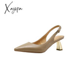 Xajzpa - Women Sandals Summer Solid Pointed Toe Thin Heel Ankle Straps Retro Lady Pumps Fashion