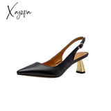 Xajzpa - Women Sandals Summer Solid Pointed Toe Thin Heel Ankle Straps Retro Lady Pumps Fashion