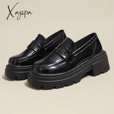 Xajzpa - Women Shoes Autumn Round Toe Female Footwear All-Match Loafers With Fur Clogs Platform