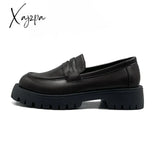 Xajzpa - Women Shoes Autumn Round Toe Female Footwear All-Match Loafers With Fur Clogs Platform