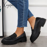 Xajzpa - Women Slip On Platform Loafers Round Toe Work Shoes
