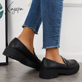 Xajzpa - Women Slip On Platform Loafers Round Toe Work Shoes