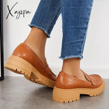 Xajzpa - Women Slip On Platform Loafers Round Toe Work Shoes