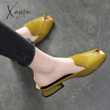 Xajzpa - Women Slippers 2023 New Summer Fashion Peep-Toe Sexy Shoes Med Heels Chunky Designer