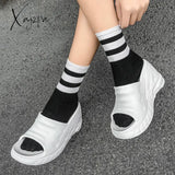 Xajzpa - Women Slippers Platform Wedges Summer Casual Outdoor Beach High Dress Sandals 2023 White