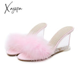 Xajzpa - Women Slippers Shoes Summer High Heels Woman Sandals Wedges Crystal Transparent Mules