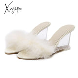 Xajzpa - Women Slippers Shoes Summer High Heels Woman Sandals Wedges Crystal Transparent Mules