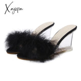 Xajzpa - Women Slippers Shoes Summer High Heels Woman Sandals Wedges Crystal Transparent Mules