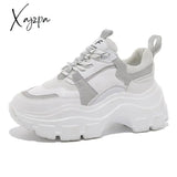 Xajzpa - Women Sneakers Fashion Chunky Shoes Thick Sole Female Mesh Lace Up Platform Vulcanize