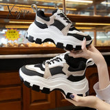 Xajzpa - Women Sneakers Fashion Chunky Shoes Thick Sole Female Mesh Lace Up Platform Vulcanize