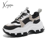 Xajzpa - Women Sneakers Fashion Chunky Shoes Thick Sole Female Mesh Lace Up Platform Vulcanize