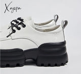 Xajzpa - Women Sneakers Fashion Genuine Leather Chunky Casual Shoes Spring Comfortable Thick Sole