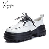 Xajzpa - Women Sneakers Fashion Genuine Leather Chunky Casual Shoes Spring Comfortable Thick Sole