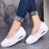 Xajzpa - Women Sneakers Flats Loafers Sweet Shallow Comfort Moccasins Slip-On Pu Platform Ladies