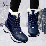 Xajzpa - Women Snow Boots Waterproof Non-Slip Designer Female Ankle Platform Keep Warm Fur Ladies