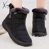 Xajzpa - Women Snow Boots Waterproof Non-Slip Designer Female Ankle Platform Keep Warm Fur Ladies