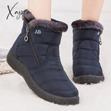 Xajzpa - Women Snow Boots Waterproof Non-Slip Designer Female Ankle Platform Keep Warm Fur Ladies