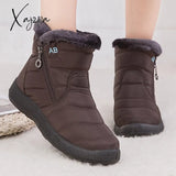 Xajzpa - Women Snow Boots Waterproof Non-Slip Designer Female Ankle Platform Keep Warm Fur Ladies