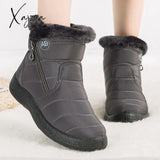 Xajzpa - Women Snow Boots Waterproof Non-Slip Designer Female Ankle Platform Keep Warm Fur Ladies