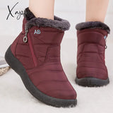 Xajzpa - Women Snow Boots Waterproof Non-Slip Designer Female Ankle Platform Keep Warm Fur Ladies