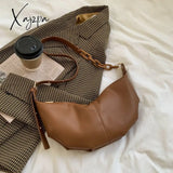 Xajzpa - Women Soft Leather Handbags High Quality Vintage Crossbody Bags For Solid Chains Shoulder