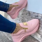 Xajzpa - Women Sport Shoes Thick Bottom Solid Color Ladies Vulcanized Sneakers Casual Wedge Walking