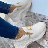 Xajzpa - Women Sport Shoes Thick Bottom Solid Color Ladies Vulcanized Sneakers Casual Wedge Walking