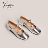 Xajzpa - Women Square Toe Vintage Flat Mary Janes