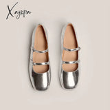 Xajzpa - Women Square Toe Vintage Flat Mary Janes