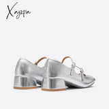 Xajzpa - Women Square Toe Vintage Flat Mary Janes