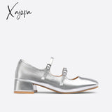 Xajzpa - Women Square Toe Vintage Flat Mary Janes