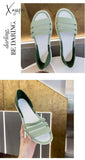 Xajzpa - Women Summer Sandals Flats Shoes Soft Beach Comfortable Casual Slip-On Ladies Green