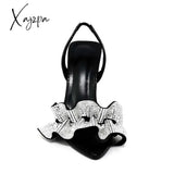 Xajzpa - Women Summer Sandals High Heels Ladies Shoes Rhinestone Ankle Strap Party Wedding Female