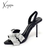 Xajzpa - Women Summer Sandals High Heels Ladies Shoes Rhinestone Ankle Strap Party Wedding Female