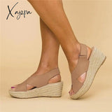 Xajzpa - Women Summer Sandals Peep Toe Magic Tape Wedges Crossed