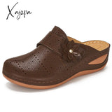 Xajzpa - Women Summer Slip On Cutout Slippers Ladies Pu Leather Flower Shoes Woman Fashion Casual