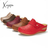 Xajzpa - Women Summer Slip On Cutout Slippers Ladies Pu Leather Flower Shoes Woman Fashion Casual