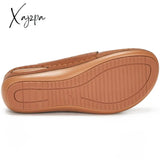 Xajzpa - Women Summer Slip On Cutout Slippers Ladies Pu Leather Flower Shoes Woman Fashion Casual